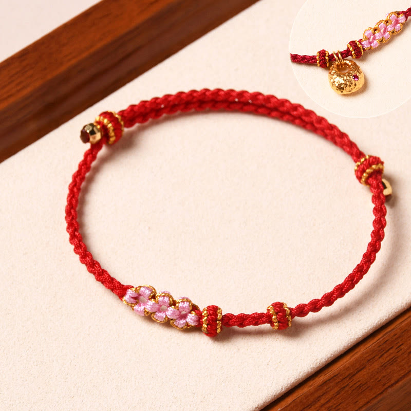 KarmaRipple's Handmade Peach Blossom Protection Woven Rope Bracelet p12