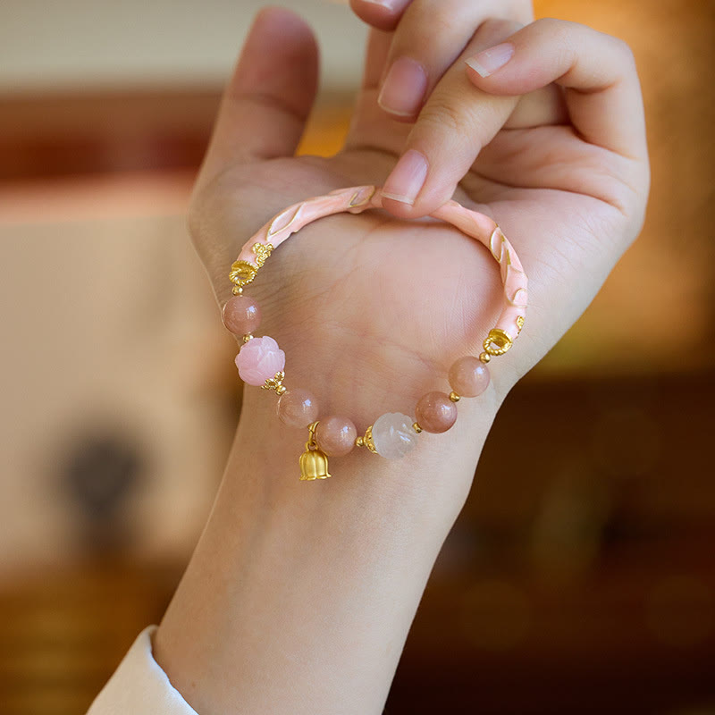 KarmaRipple's Sun Stone Golden Silk Jade Lily of the Valley Talisman Positive Bracelet Bangle p13