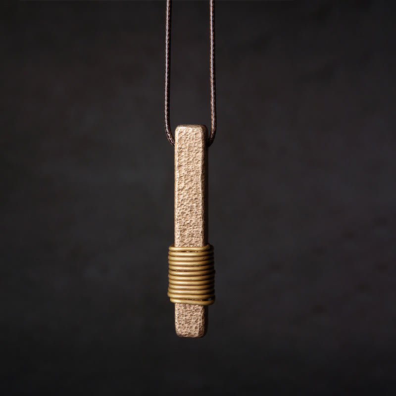 KarmaRipple's Vintage Textured Design Bronze Wealth Pendant Necklace p4