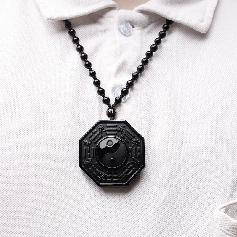 KarmaRipple's Black Obsidian Stone Yin Yang Necklace Pendant p8