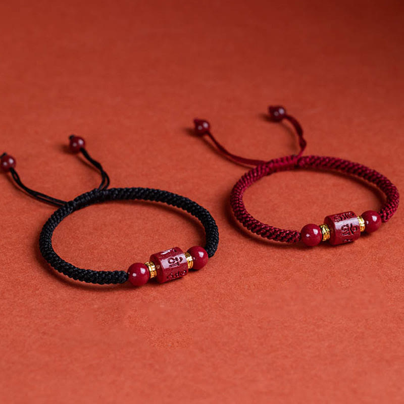 KarmaRipple's Tibet Cinnabar Om Mani Padme Hum Engraved Blessing Woven Bracelet p3