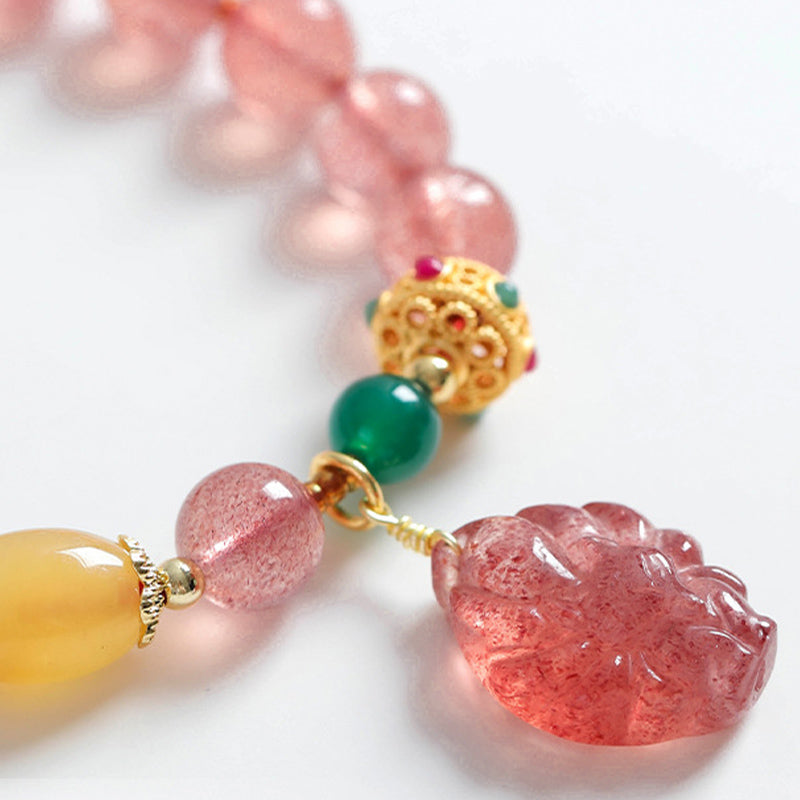 KarmaRipple's Authentic Strawberry Quartz Nine Tailed Fox Balancing Bracelet p9