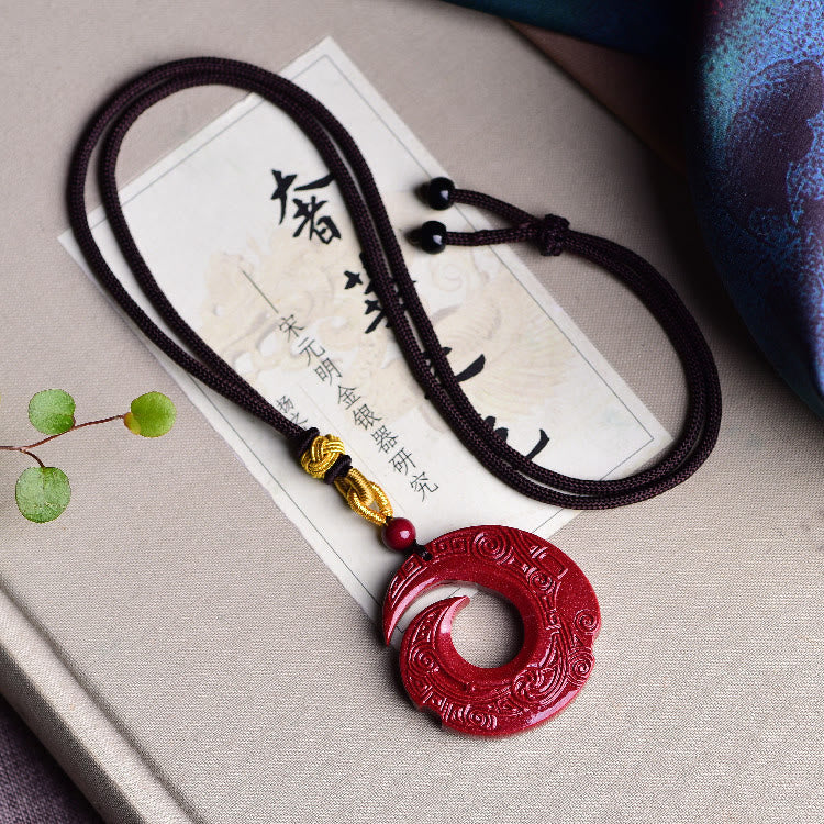 KarmaRipple's One's Fortune Improves Design Patern Authentic Cinnabar Blessing Pendant Necklace p13