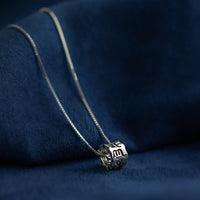 KarmaRipple's 925 Sterling Silver Tibetan Om Mani Padme Hum Engraved Love Focus Pendant Necklace