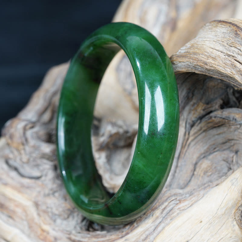 KarmaRipple's Authentic Hetian Cyan Jade Happiness Success Bracelet Bangle p4