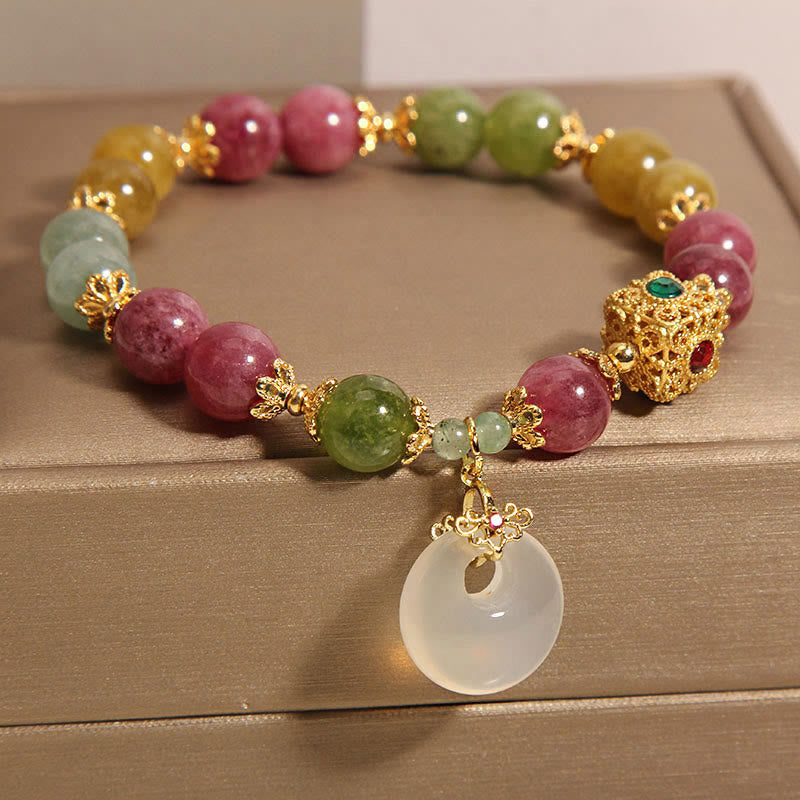 KarmaRipple's Colorful Tourmaline Peace Buckle Talisman Wisdom Bracelet p4