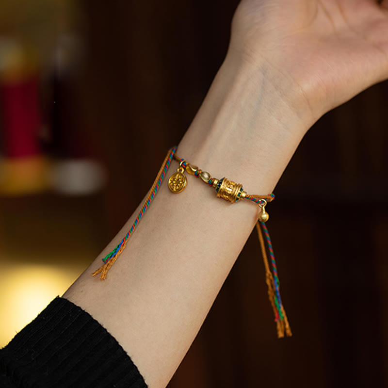 KarmaRipple's Tibetan Handmade Om Mani Padme Hum Prayer Wheel Protection Strength String Bracelet p3