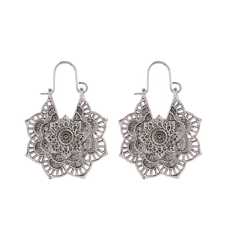 KarmaRipple's Tibetan Lotus Engraving Bronze Blessing Drop Earrings p12