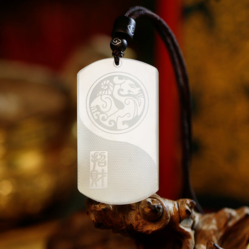 KarmaRipple's Ivory Jade PiXiu Yin Yang Fortune Protection Pendant Necklace p1