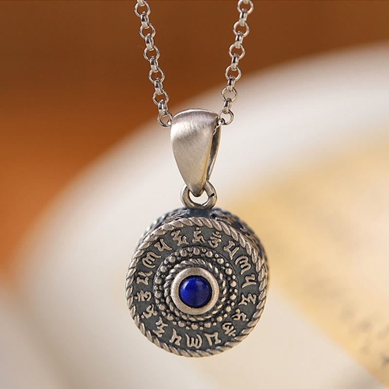 KarmaRipple's 925 Sterling Silver Om Mani Padme Hum Lazurite Love Peace Pendant Necklace p2