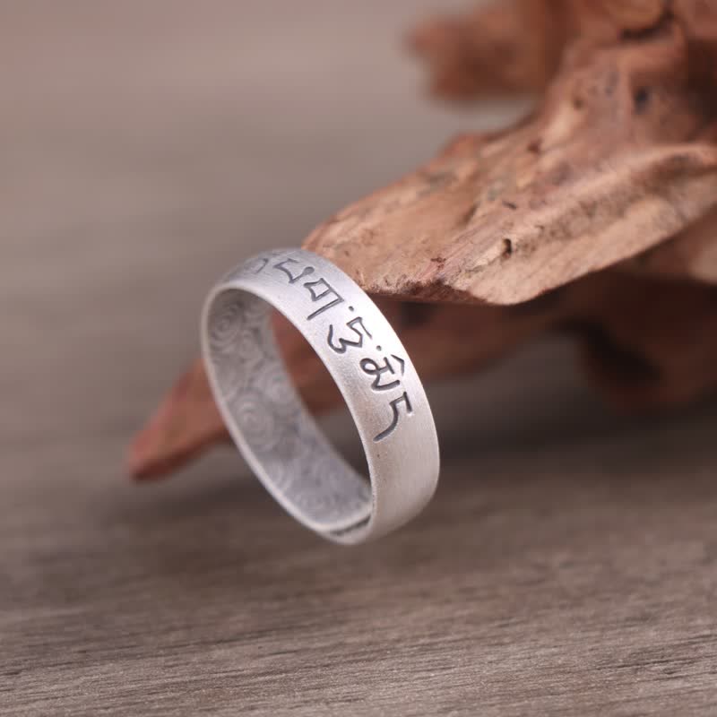 KarmaRipple's 999 Sterling Silver Lotus Elephant Six True Words Blessing Ring p22