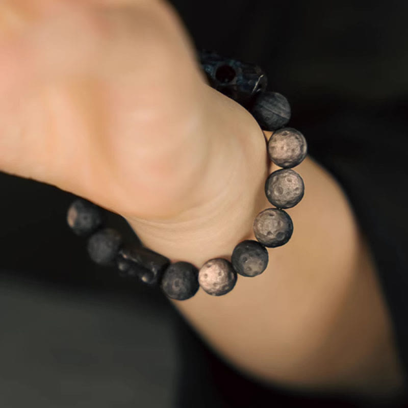 KarmaRipple's Silver Sheen Obsidian Ebony Wood Soothing Bracelet p5