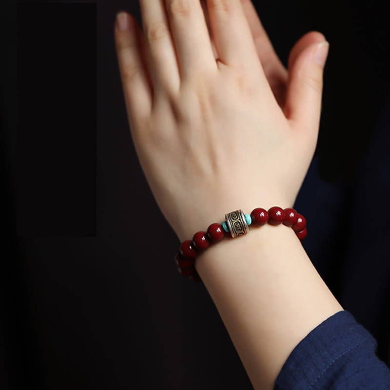 KarmaRipple's 925 Sterling Silver Chinese Zodiac Natal Buddha Cinnabar Om Mani Padme Hum Calm Bracelet p9
