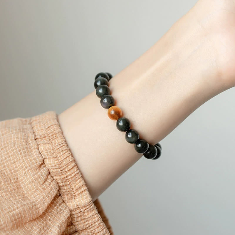 KarmaRipple's Authentic Rainbow Obsidian Tiger Eye Positive Love Bracelet p13