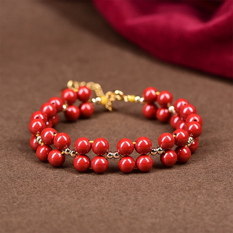 KarmaRipple's Authentic Cinnabar Beaded Blessing Bracelet p19