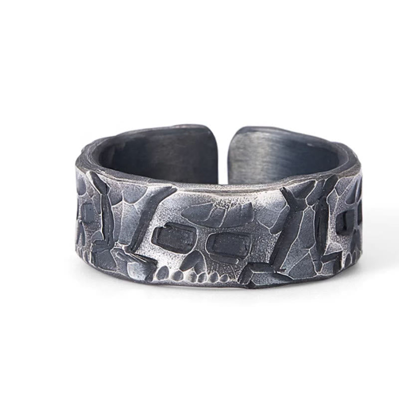 KarmaRipple's 999 Sterling Silver Skeleton Pattern Handmade Blessing Ring p11