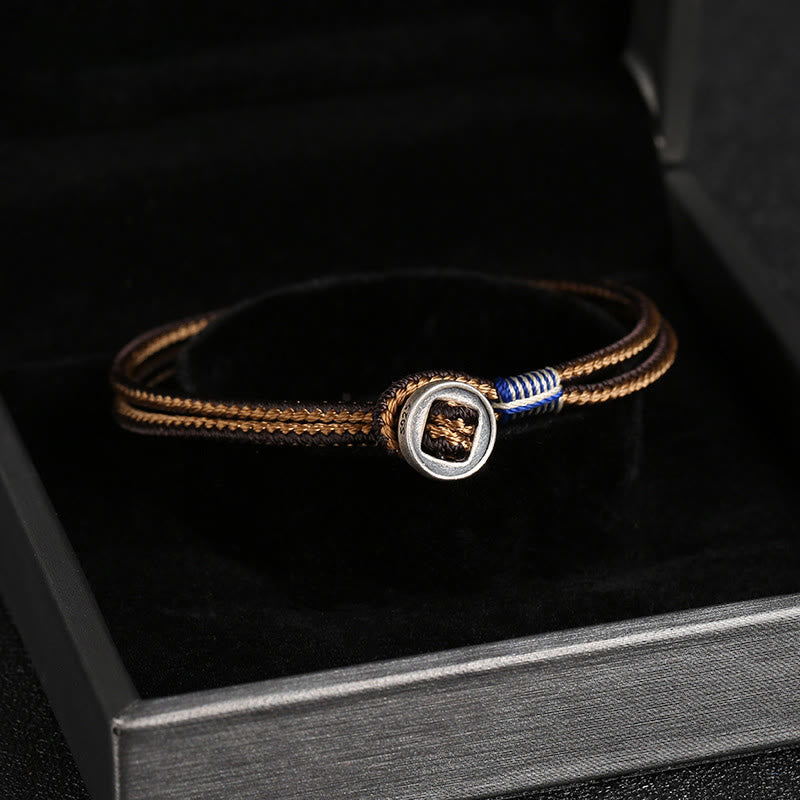 KarmaRipple's 925 Sterling Silver Handmade Button Protection Weave String Bracelet p5