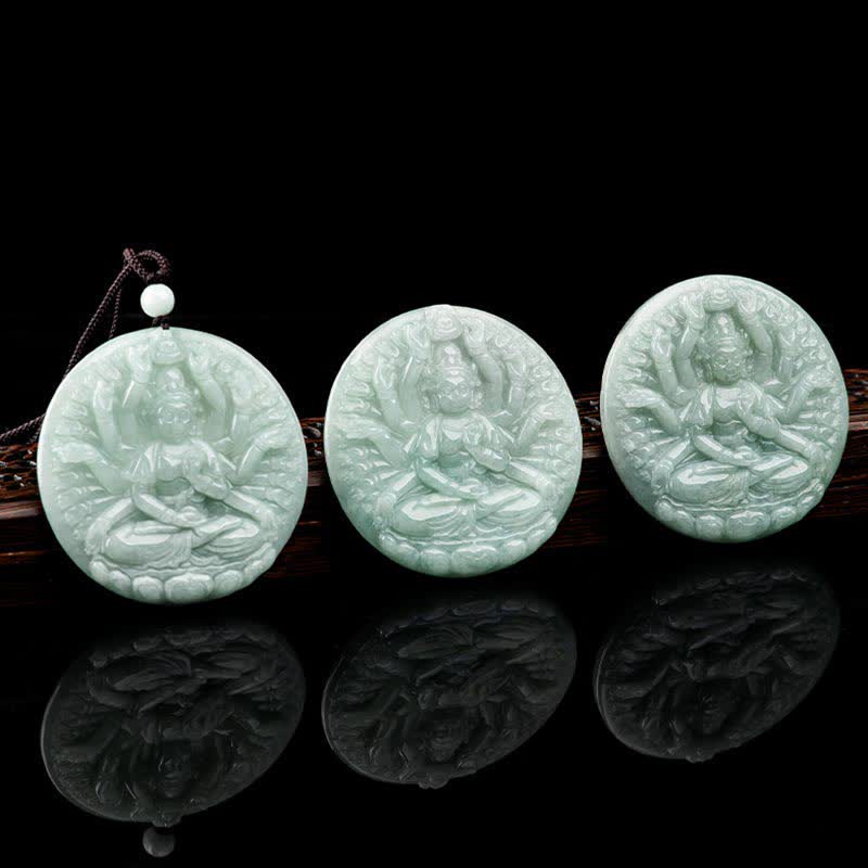 KarmaRipple's Thousand-Hand Kwan Yin Avalokitesvara Jade Blessing String Pendant Necklace p8