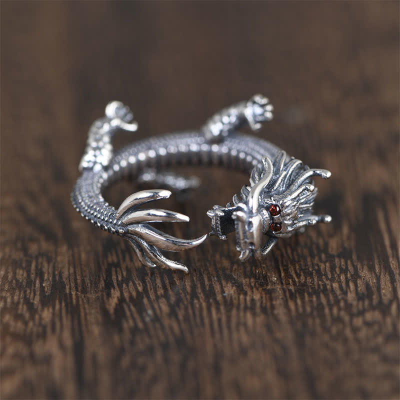 KarmaRipple's 925 Sterling Silver Dragon Fortune Protection Ring p12
