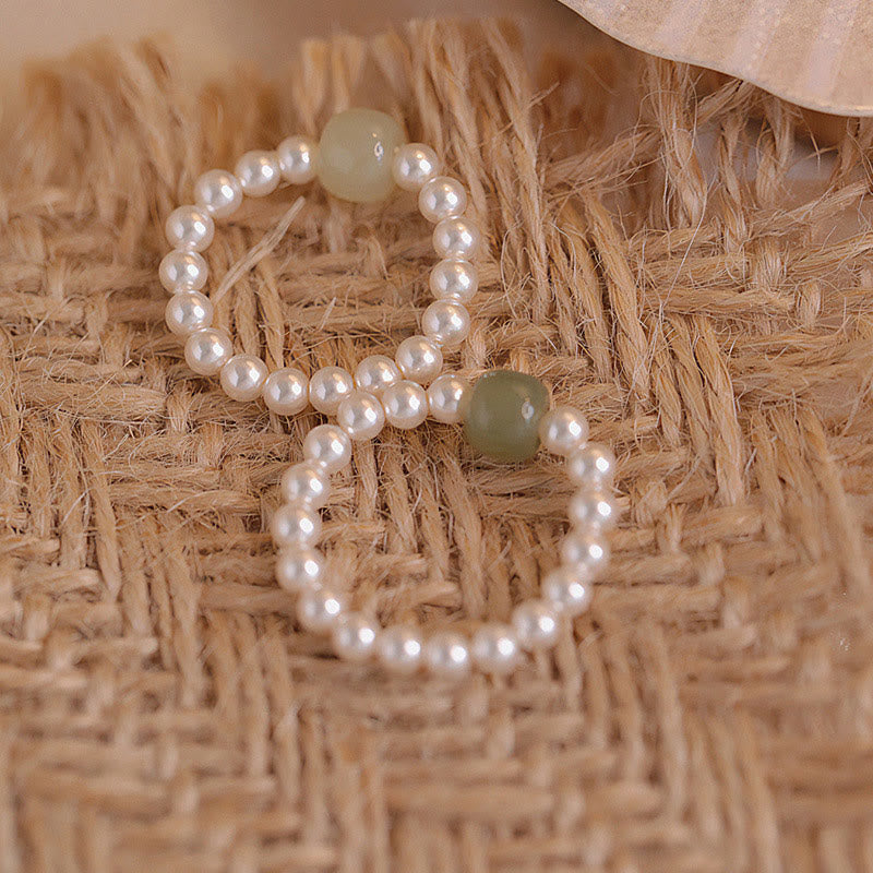 KarmaRipple's Round Jade Pearl Beadwork Fortune Ring p7