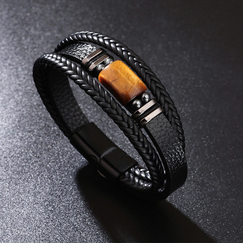 KarmaRipple's Tiger Eye Power Magnetic Buckle Multilayered Leather Bracelet p4