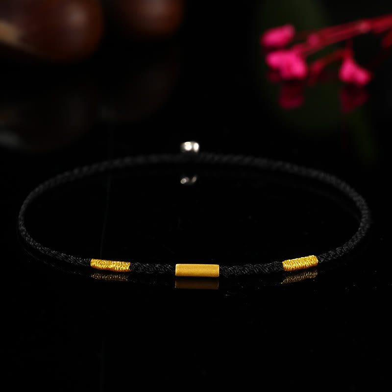 KarmaRipple's 999 Gold Bead Handmade Four Thread Wishful Knots Woven Protection Bracelet p32