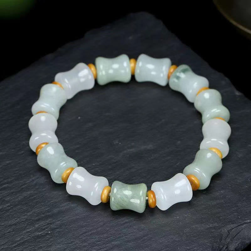 KarmaRipple's Jade Coconut Shell Bamboo Pattern Abundance Fortune Bracelet p16