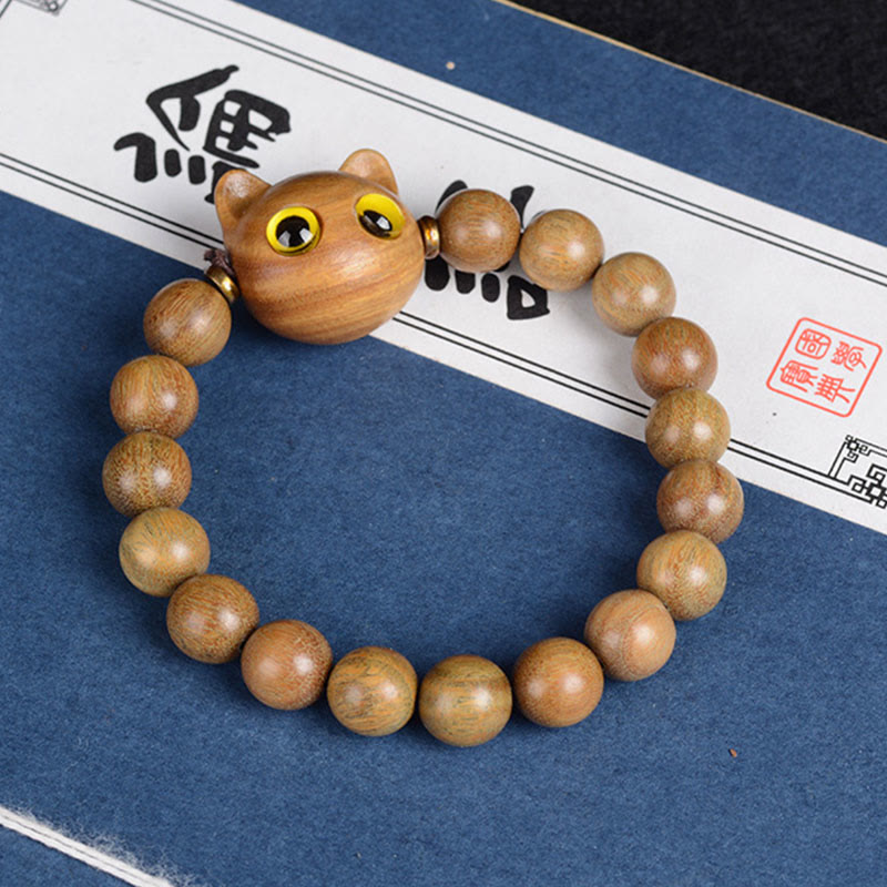 KarmaRipple's Ebony Wood Green Sandalwood Red Sandalwood Lovely Cat Balance Bracelet p14