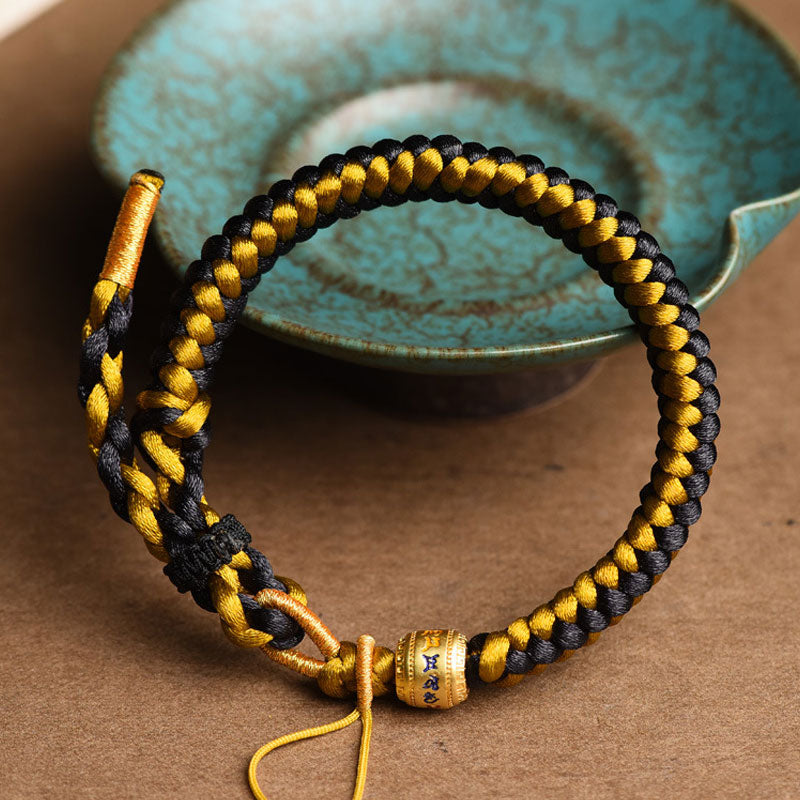 KarmaRipple's Handmade Tibetan Black Gold Dragon Scale Rope Om Mani Padme Hum Purity Bracelet p2