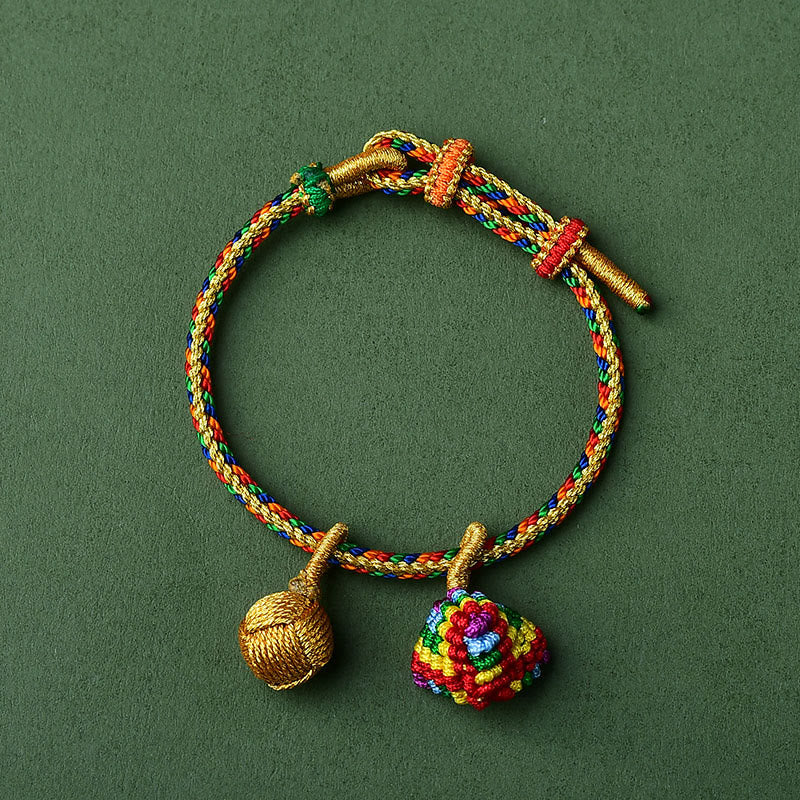 KarmaRipple's Colorful Rope Fortune Handmade Zongzi Golden Ball Talisman Bracelet p34