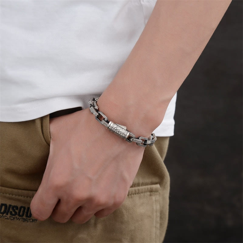 KarmaRipple's Vintage Tang Dynasty Flower Design Engraved Fortune Energy Bracelet p4