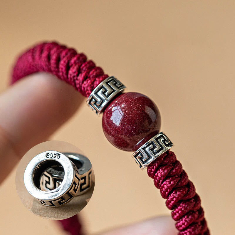 KarmaRipple's 925 Sterling Silver Authentic Cinnabar Bead Calm Handmade Woven String Bracelet p4