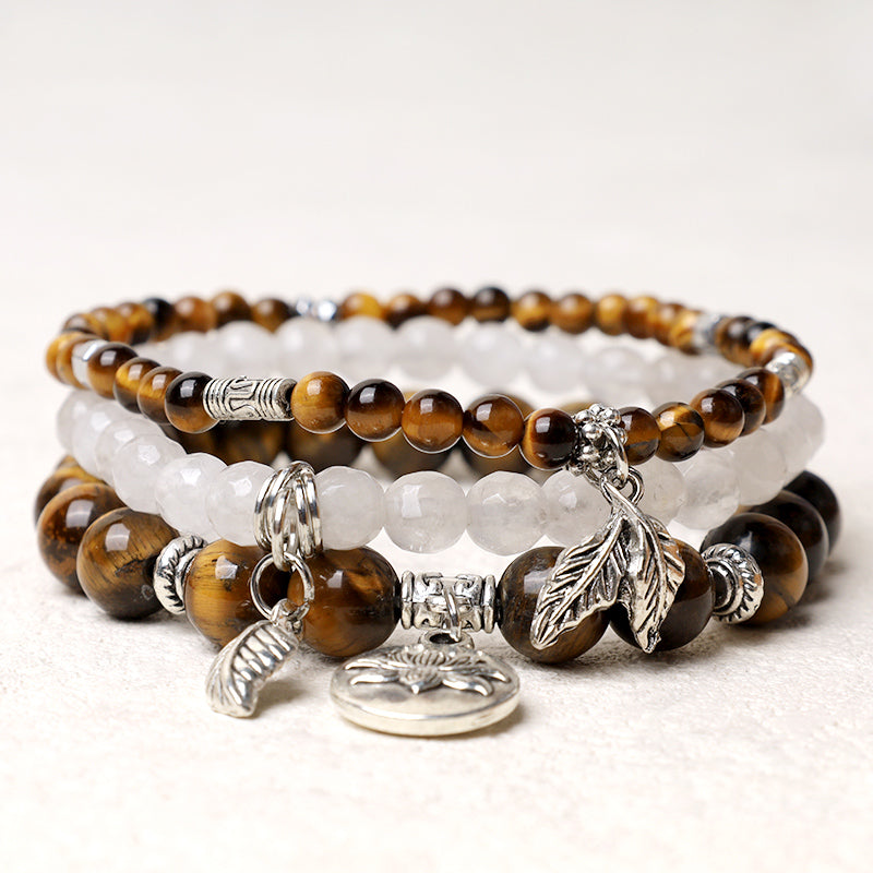 KarmaRipple's 3PCS Authentic Quartz Gemstone Beaded Balancing Energy Lotus Bracelet p40