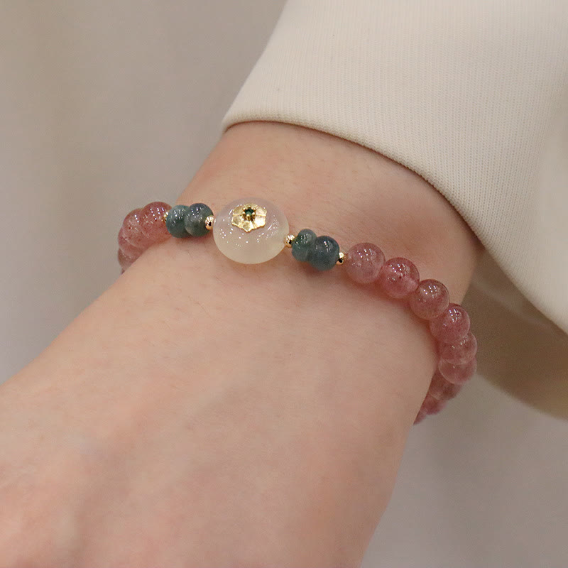 KarmaRipple's Authentic Strawberry Quartz Chalcedony Jade Balancing Bracelet p8