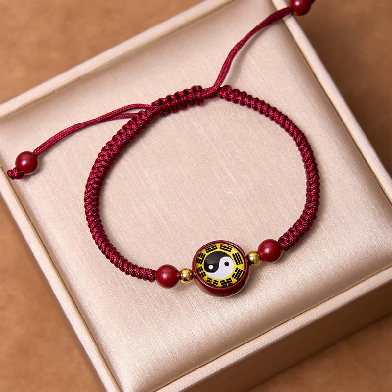KarmaRipple's Fortunate Cinnabar Red String Yin Yang Symbol Bagua Blessing Bracelet p7