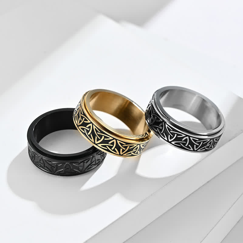 KarmaRipple's Triangle Weave Triquetra Titanium Steel Calm Rotatable Ring p4