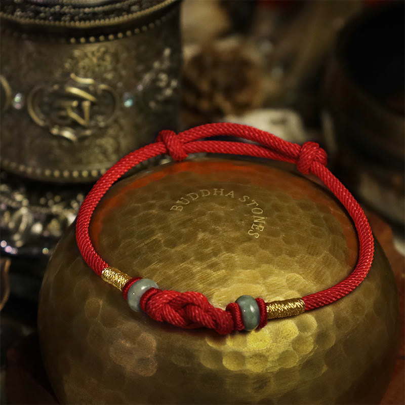 KarmaRipple's Bring Good Fortune Red String Jade Fortune Weave Woven Pair Bracelet p8