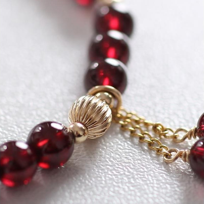 KarmaRipple's 14K Gold Authentic Garnet Calm Bracelet p6