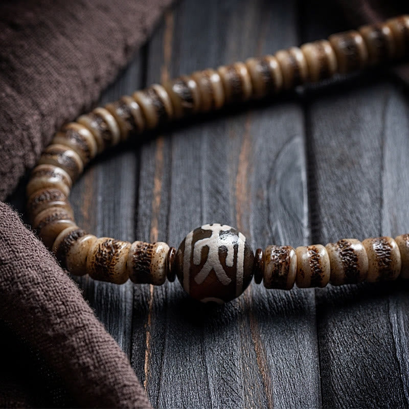 KarmaRipple's Tibetan 108 Mala Beadwork Yak Bone Dzi Bead The Lord of the Corpse Forest Strength Bracelet p14