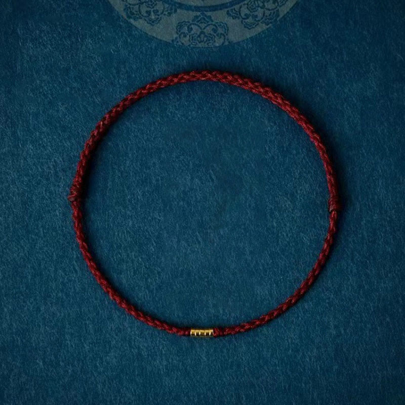 KarmaRipple's 925 Sterling Silver Fortunate Golden Bead Woven String Bracelet Anklet p1