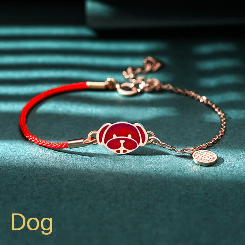 KarmaRipple's 925 Sterling Silver Color-changing Chinese Zodiac Fortune Protection Red String Chain Bracelet p44