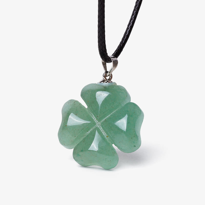 KarmaRipple's 925 Sterling Silver Green Aventurine Four Leaf Clover Fortune Leather Rope Pendant Necklace p5