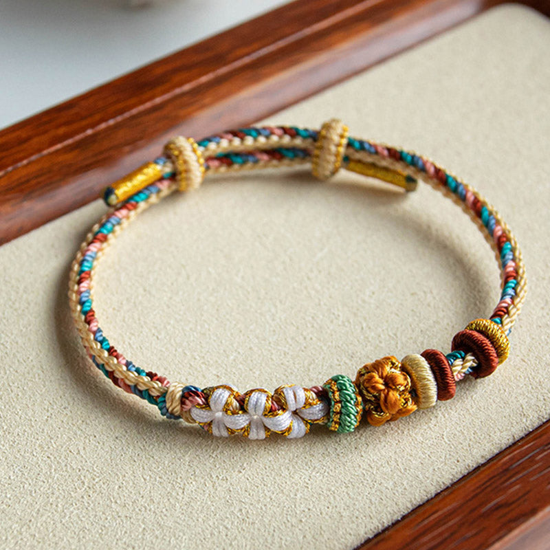 KarmaRipple's Handmade Dunhuang Color Peach Blossom Pattern Braid String Bracelet p3
