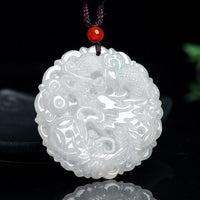 KarmaRipple's Ivory Jade Dragon Protection Pendant String Necklace