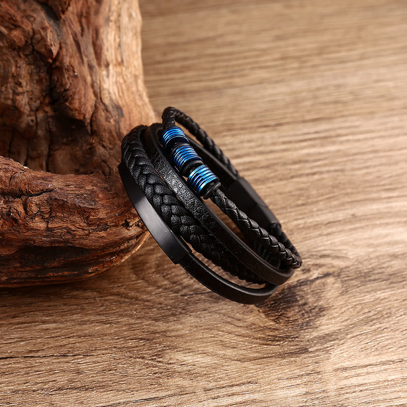 KarmaRipple's Leather Multi-Layer Titanium Steel Balance Woven Magnetic Buckle Bracelet p20