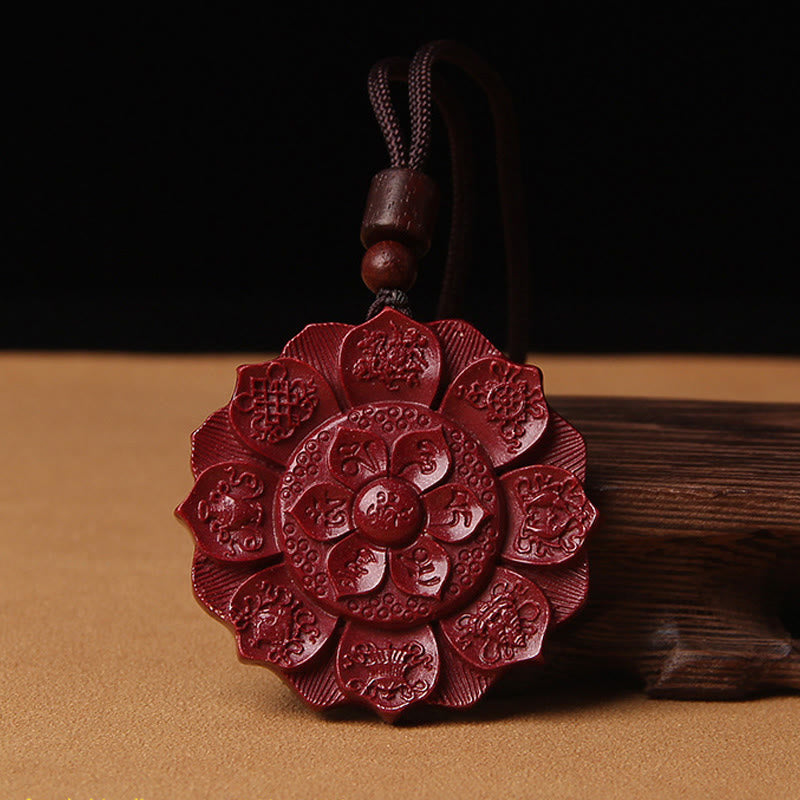 KarmaRipple's Authentic Cinnabar Lotus Om Mani Padme Hum Blessing Pendant String Necklace p11