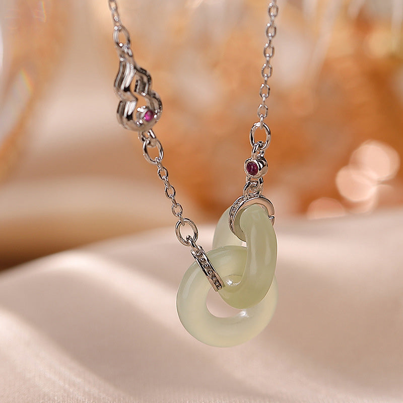KarmaRipple's 925 Sterling Silver Round Jade Fortune Prosperity Pendant Chain Necklace p3