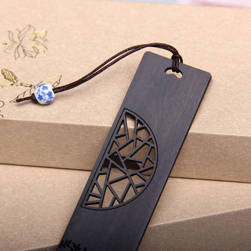 KarmaRipple's The Tree of Life Ebony Wood Small Leaf Red Sandalwood Bookmarks With Gift Box ( p4