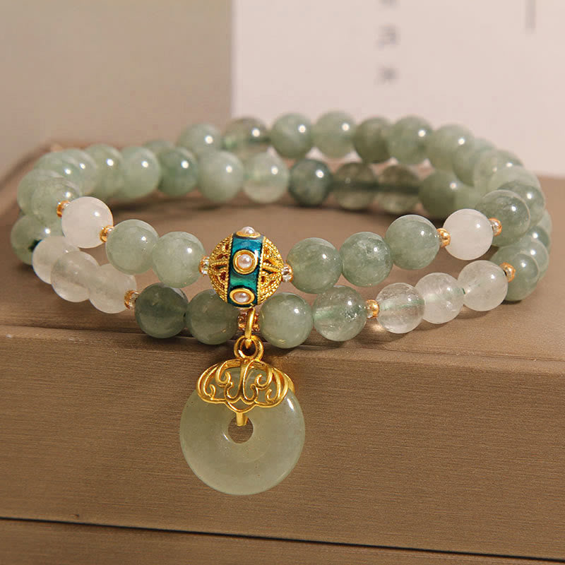 KarmaRipple's Green Aventurine Peace Buckle Talisman Fortune Double Wrap Bracelet p7