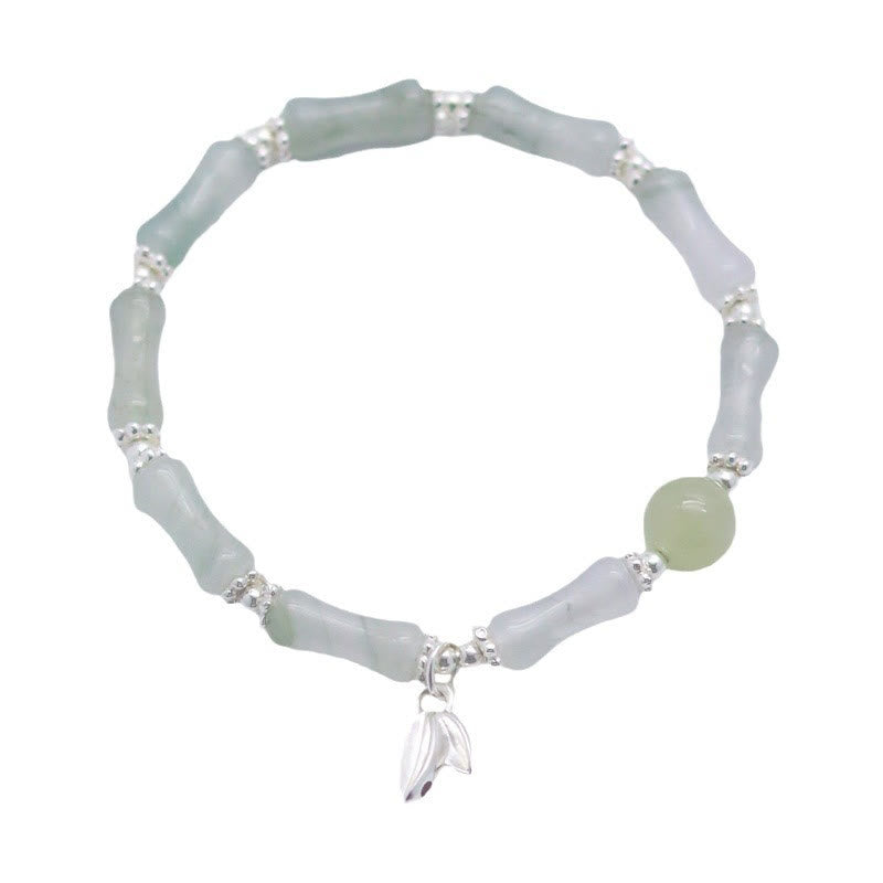 KarmaRipple's 925 Sterling Silver Authentic Tianshan Jade Bamboo Talisman Fortune Bracelet p9